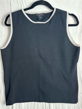 Paraphrase Black Tank Top with Cream Trim 1X size